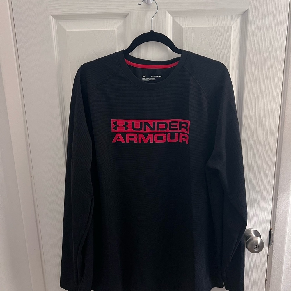 Under Armour Black Long-Sleeve Shirt with Red Logo